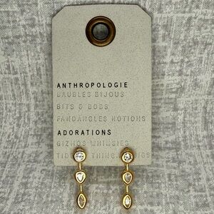 NWT Anthropologie 14K Gold Plated Delicate Crystal Drip Earrings